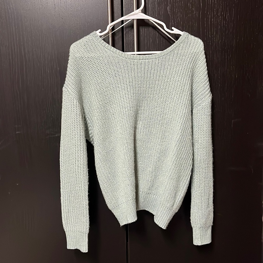 Hippie Rose Back Twist Sweater - Greenish - Small